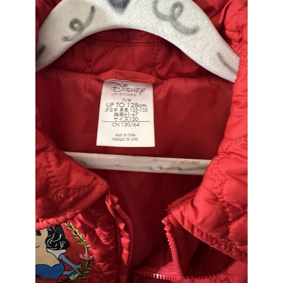 Disney‎ Snow White Red Puffer Jacket Girls Size 7/8 Apples - Picture 3 of 5